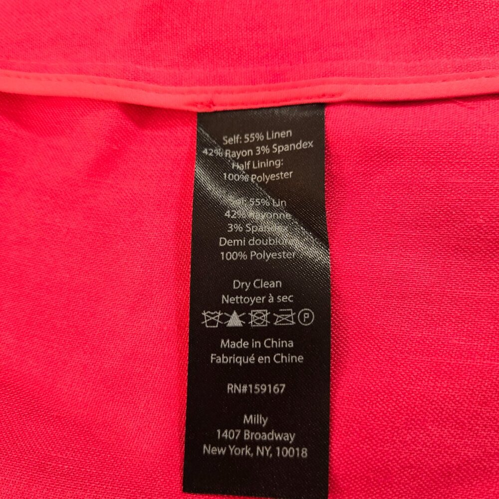MILLY Legally Blonde Officecore Fuchsia Linen Rayon Blazer Size 8 New NO Tags! - Picture 13 of 16